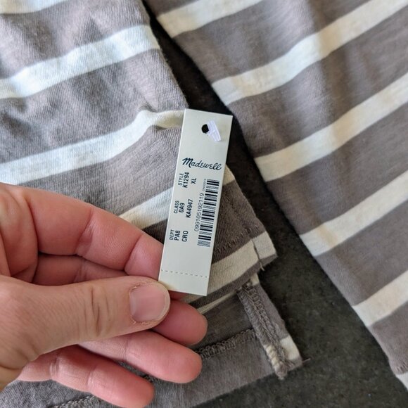 Madewell Whisper Cotton Turtleneck in Kearney Stripe Brown White size XL NWT - Picture 5 of 7